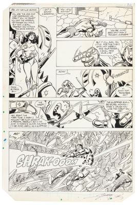 Lot 434 - Original Art * GEORGE PEREZ and MIKE ESPOSITO * AVENGERS No. 202, Page 17 * SIGNED by GEORGE PEREZ