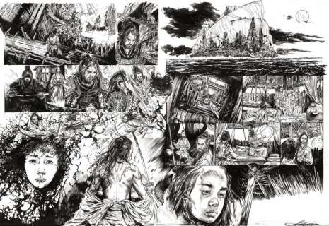 FedericoÂ FERNIANI - Double planche originale 54-55 de la Voie du Sabre Tome 1 Les cendres de l‘enfance