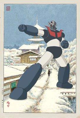 Steel and Snow: Mazinger Z at the Temple 寺の雪 | Corner4art