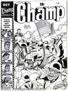 Jack Kirby and Joe Simon - Original Cover Art for Champ #23 (Harvey, 1942). Covering a book that features such - | Heritage