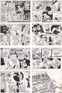 Geradts, Evert | 8 original large illustrations from the comic Jan Zeiloor en Suusje: â€œVraag eens of ze ook ’n zus heeft (2)â€  - (1977) | Catawiki