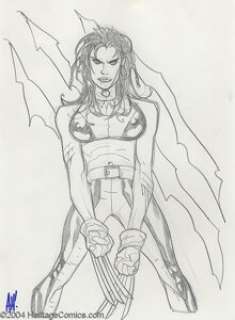 Adam Hughes - Original Sketch of a Female Superhero with Claws (undated). Adam Hughes unveils another beauty -- - | Heritage