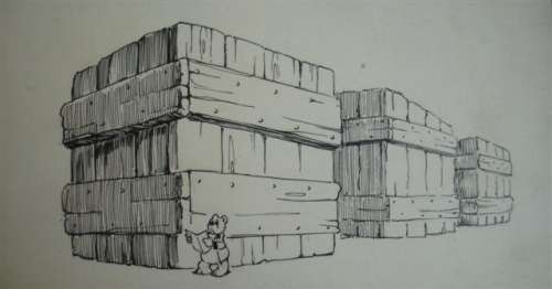 Marten Toonder; origignele tekening Bommel bij blokconstructies | Zwiggelaar Auctions