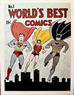 Fred Ray - World‘s Best Comics #1 Huge Stunning Mixed Media Cover Recreation