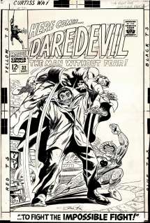 Gene Colan, John Tartaglione - Daredevil #32 Large Art Cover (Daredevil Battles Mr Hyde & Cobra! Awesome Battle!) 1967