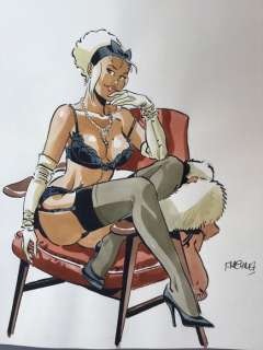 Meynet, Félix - Dessin original en couleur - Femme Ã  la chaise | Catawiki