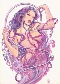 Manara | MILO MANARA Manara Memory, Éditions Paquet 2001 Sirène rose, illustration originale... | Daniel Maghen Enchères