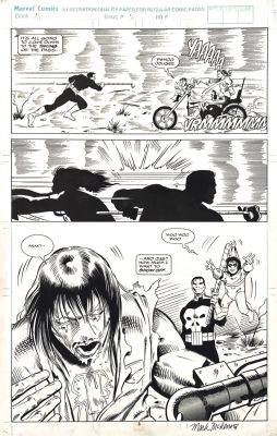 Mark McKenna, Pat Olliffe | Nomad #5 Semi-Splash Page (Punisher Saves Baby Bucky From the Praetorians Motorcycle Gang!) 1992 | Romitaman