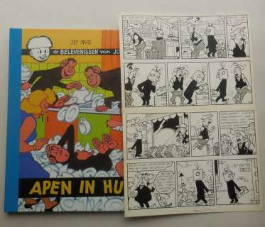 Nys, Jef - Original page + deluxe album - Jommeke - Apen in huis - Large hc with cloth spine - (2006) | Catawiki