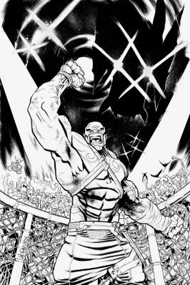 Scott Hepburn | Drax the Destroyer #3 Cover (Drax Battles in an Area with Hundreds of Creatures in the Stands!) 2015 | Romitaman