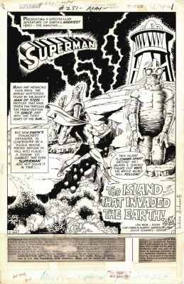 Curt Swan, Murphy Anderson | Superman #251 (Superman & Easter Island Statues Watching Everything Erupt!) 1972 | Romitaman