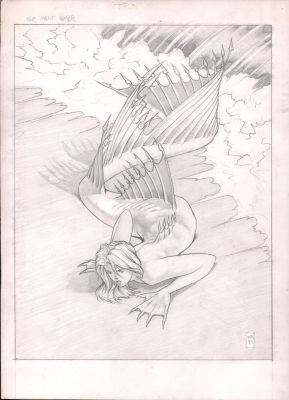 Mitch Byrd | Mermaids: a Gallery Girls Collection ’The Night Mayor’ Interior Pencil Pinup | Anthony’s Comic Book Art