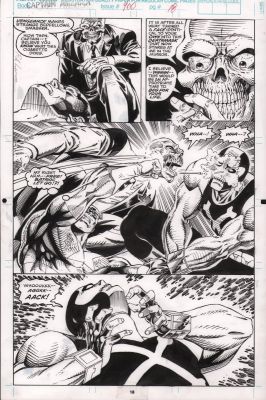 Danny Bulandi, Rik Levins | Captain America #400 P.18 - Cap Punches Red Skull - Signed - 1992 | Anthony’s Comic Book Art