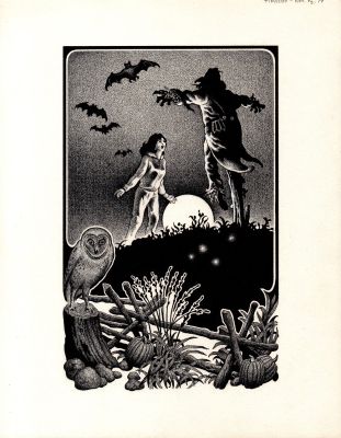 Stephen Fabian | Book ’Anita’ Very Detailed Published Back Cover & Interior Pinup (1986) | Romitaman