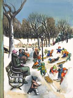 ARTHUR GETZ (1913-1996) "Sledding In Central Park." | Swann Galleries