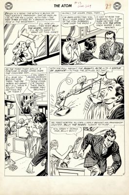Gil Kane, Murphy Anderson | The Atom #13 P 9 (Best Battle Pg in Story & Splash Scene with Atom in Every Panel!) Large Art - 1964 | Romitaman