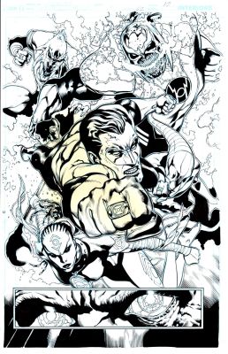 Keith Champagne - Green Lantern #62 P 10 Splash (Published Ink Splash Over Doug Mahnke Blueline Pencils) 2011
