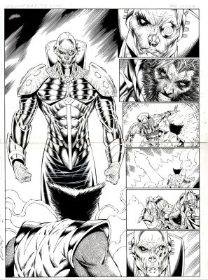 Norm Rapmund, Rob Liefeld - Wolverine #154 P 17-18 Double Spread Splash (Wolverine Battles the Administrator!) 2000