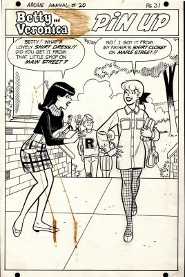Dan Decarlo, Rudy Lapick | Archie Annual #20 Pinup (Betty & Veronica Wearing New Fashion Clothes!) 1968 | Romitaman