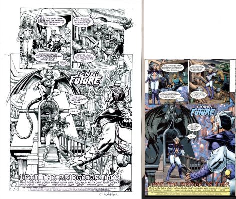 Chris Weston | Weston, Chris - Alan Moore’s Tom Strongs Terrific Tales #11 Pg 1 Splash Jonni Future Meets Uncle Johnny Future 2004 | Cool Lines Art