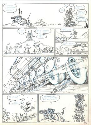 David Edouard & Ptiluc | PLANCHE ORIGINALE 22 TOME 1 de RAT’S En partance pour nulle part | Galerie Napoléon