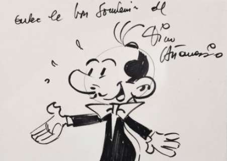 Attanasio Dino ( 1925 ) | Dessin au feutre dédicacé, encadré, signé ,18 x 13 cm | Stanley’s Auction