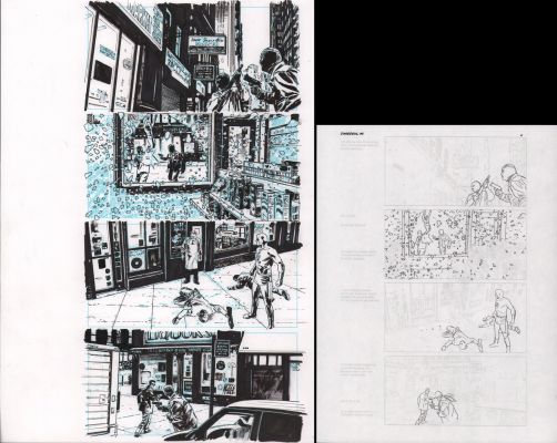Michael Lark, Stefano Gaudiano | Daredevil #95 P.4 2Pc Prelim & Page - Street Level Heist - 2007 | Anthony’s Comic Book Art