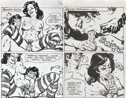 Fenzo, Stelio - 8x original pages (p.73 - 80) incl. 4 erotic pages and Splash Page - Pierino #40 (1985) | Catawiki