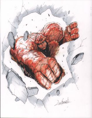Livio Ramondelli | The Thing Busting Through Wall Color Commission - Signed | Anthony’s Comic Book Art