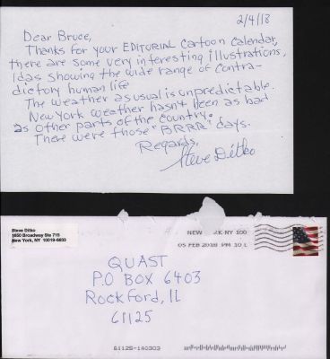 Steve Ditko | Stan Lee Letter with Envelope - Signed - 2018 | Anthony’s Comic Book Art