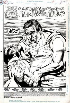 Ed Hannigan, Will Blyberg - Action Comics #666 P 1 Splash (Superman Holds a Dead Martian Manhunter!) 1991