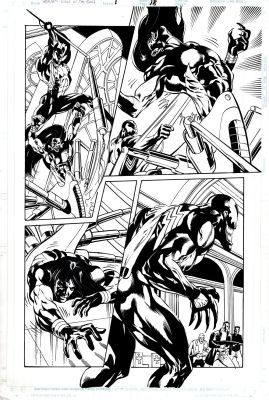 Chris Ivy, Tom Derenick | Venom: Sign of the Boss #1 P 18 (4 Great Panels of Venom Throughout Battling & Stabbing Teraknid!) 1997 | Romitaman