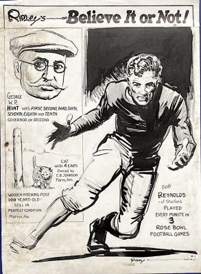 Robert Ripley | Ripley, Robert - Ripley’s Believe It Or Not! Daily 4/1 1936 ? - Sports Cartoon, Stanford Football 1936 | Cool Lines Art