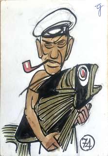 Golia (Eugenio Colmo) | Original illustration cm. 11,5x17. Signed. Mint. Code 1768. | Segni e Disegni