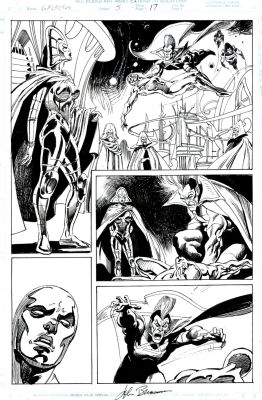 Bill Sienkiewicz John Buscema - Galactus the Devourer #5 P 17 (Sienkiewicz Inks! Gladiator of the Shi‘ar Imperial Guard Delivers the Silver Surfer To Empress Lilandra) 1999