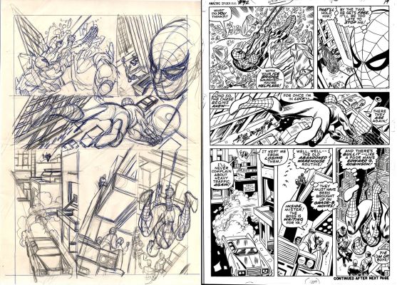 Gil Kane | Amazing Spider-Man #92 Story P 15 Pencil & Ink 11 X 17 Inch Prelim with Full Size Art Print Included (Spider-Man & Ice-Man Battle Sam Bullit’s Thugs To Save Robby!) 1970 | Romitaman