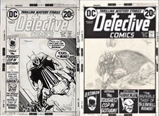 Michael Kaluta | Kaluta, Mike - Detective Comics #428 Both Cover Final Inks + First Pencils, Batman Vs Gun Ala Origin 1St Shotgun Smith Gcpd 1972 | Cool Lines Art