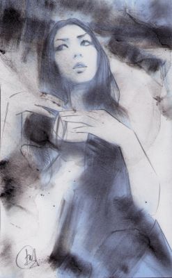 Tula Lotay | Asian Beauty Pencil Art Commission W/Watercolor - Signed | Anthony’s Comic Book Art