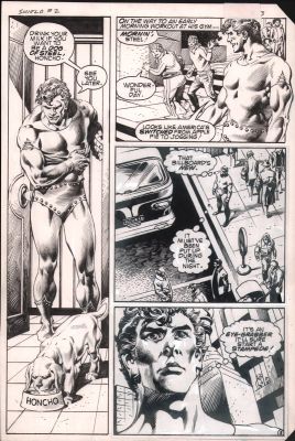 Rudy Nebres | Lancelot Strong: the Shield #2 P.3 - the Shield & Honcho - 1983 | Anthony’s Comic Book Art