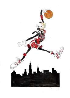 Goofy inspired by Michael Jordan - Original Drawing - Tony Fernandez - 70 x 50 cm | Catawiki