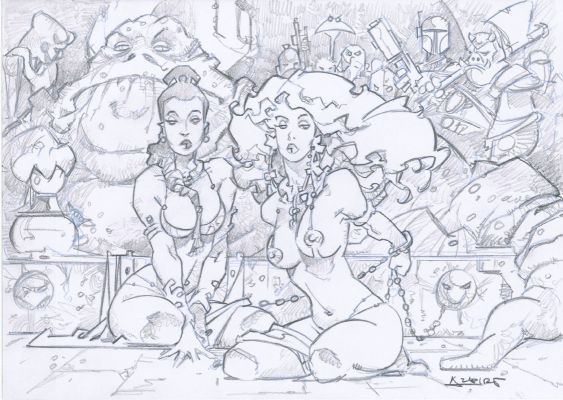 Alfonso Azpiri | Azpiri - Slave Leia & Lorna Prelim | ComicArtFans Classifieds