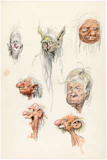 JACK DAVIS CHARACTER STUDY SKETCHES ORIGINAL ART PAIR. | Hake’s