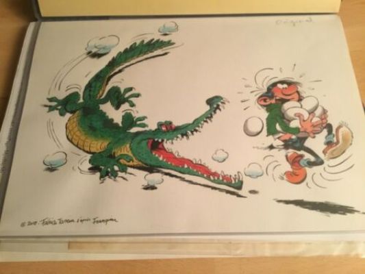 Fabrice Tarrin Dessin original couleur Gaston hommage Franquin | eBay Europe