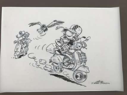 Krings, Jean-Marc - Dessin original - Gaston - Hommage Ã  Franquin  - (2012) | Catawiki