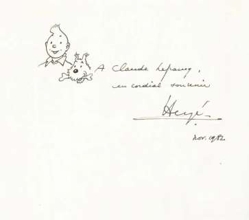 Tintin. Dessin original dédicacé 7 boules | BDEnchères