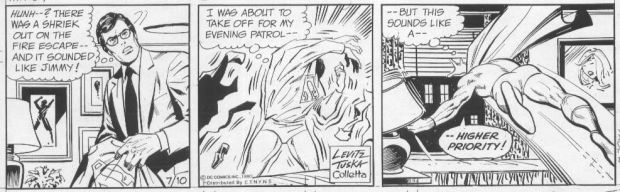 George Tuska, Vince Colletta, Paul Levitz | Fs - Wgsh Daily Strip of Clark Kent Changing Into Superman 07-10-80 - Tuska | ComicArtFans Classifieds