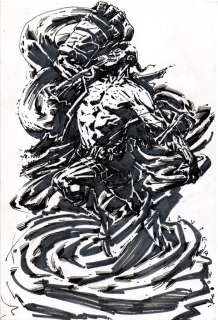 Javier Coscarelli - Ilustraciones - Hellboy - 27,5x19 - estilogrÃ¡fica y marcador - usd 85