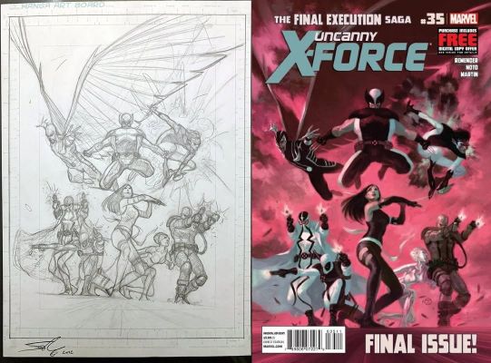 Julian Totino Tedesco | Fs: Julian Totino Tedesco - Uncanny X-Force 35 (Final Issue) Cover & Hardcover / Tpb Cover (2012) | ComicArtFans Classifieds