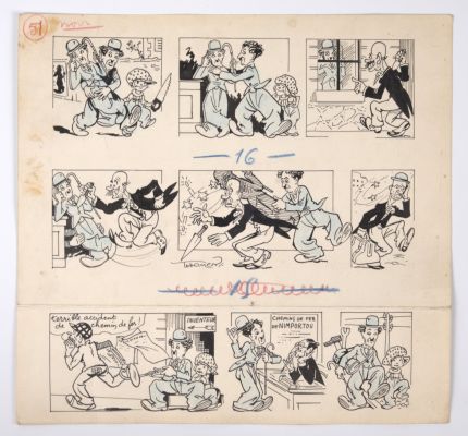 Lot 364 - Raoul Thomen Charlie Chaplin Influence ‘Charlot‘ Platinum Age Ink Comic Strip