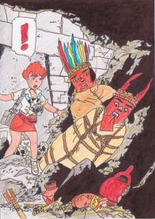 Wasterlain, Marc - Dessin original en couleur - Jeannette Pointu - hommage Tintin  (2015) | Catawiki